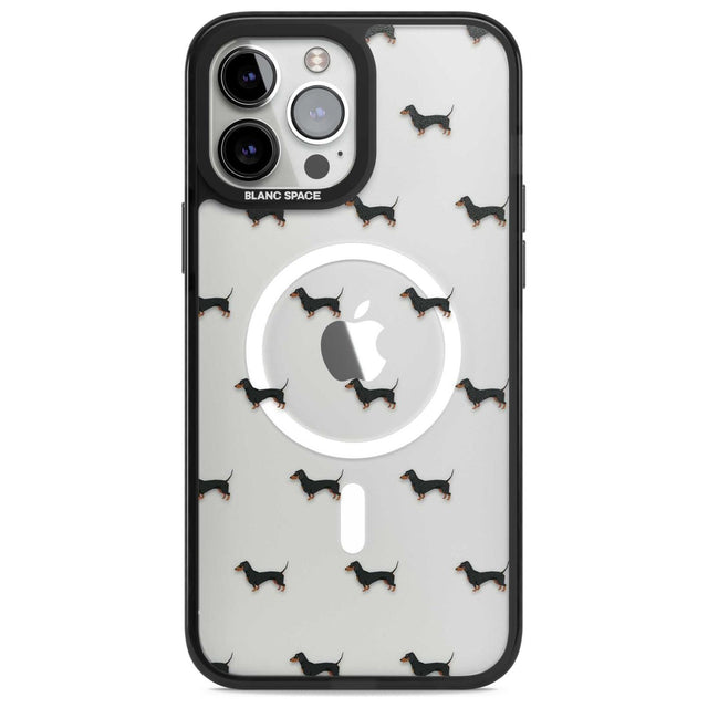Dachshund Dog Pattern Clear Phone Case iPhone 13 Pro Max / Magsafe Black Impact Case Blanc Space