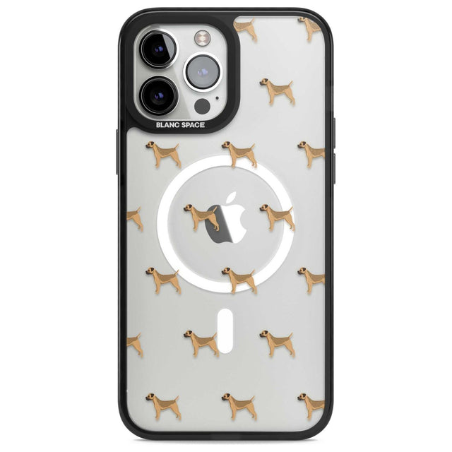 Border Terrier Dog Pattern Clear Phone Case iPhone 13 Pro Max / Magsafe Black Impact Case Blanc Space