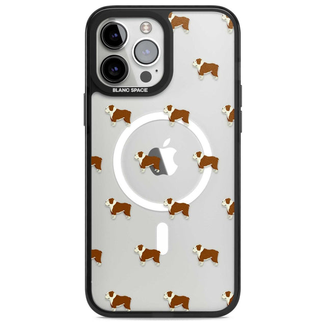 English Bulldog Dog Pattern Clear Phone Case iPhone 13 Pro Max / Magsafe Black Impact Case Blanc Space