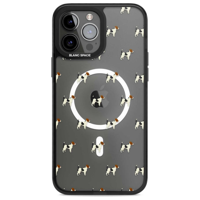 Jack Russell Terrier Dog Pattern Clear Phone Case iPhone 13 Pro Max / Magsafe Black Impact Case Blanc Space