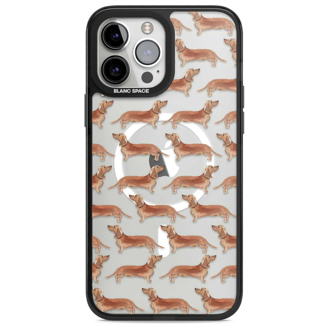 Dachshund (Red) Watercolour Dog Pattern Phone Case iPhone 13 Pro Max / Magsafe Black Impact Case Blanc Space