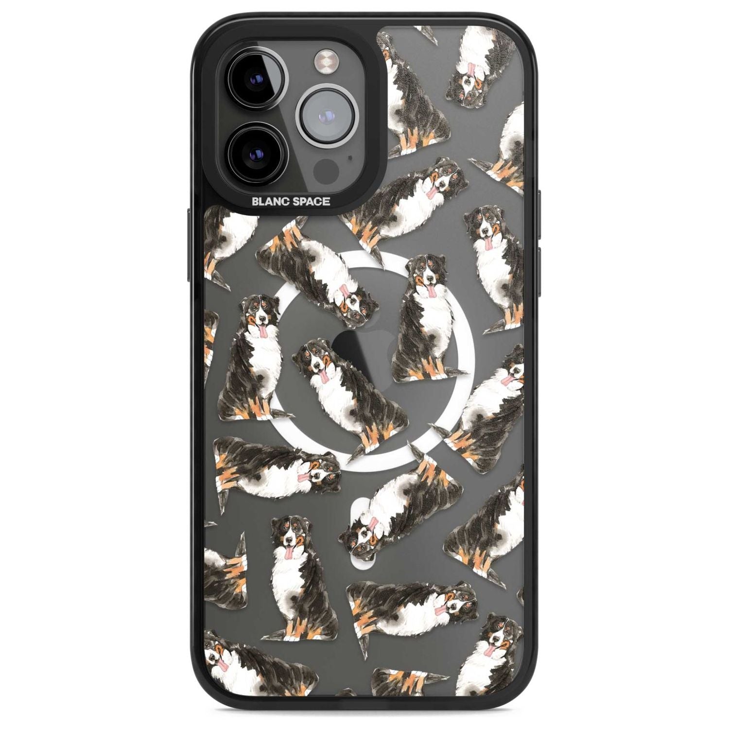 Bernese Mountain Dog Watercolour Dog Pattern Phone Case iPhone 13 Pro Max / Magsafe Black Impact Case Blanc Space