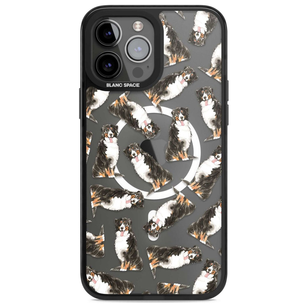 Bernese Mountain Dog Watercolour Dog Pattern Phone Case iPhone 13 Pro Max / Magsafe Black Impact Case Blanc Space