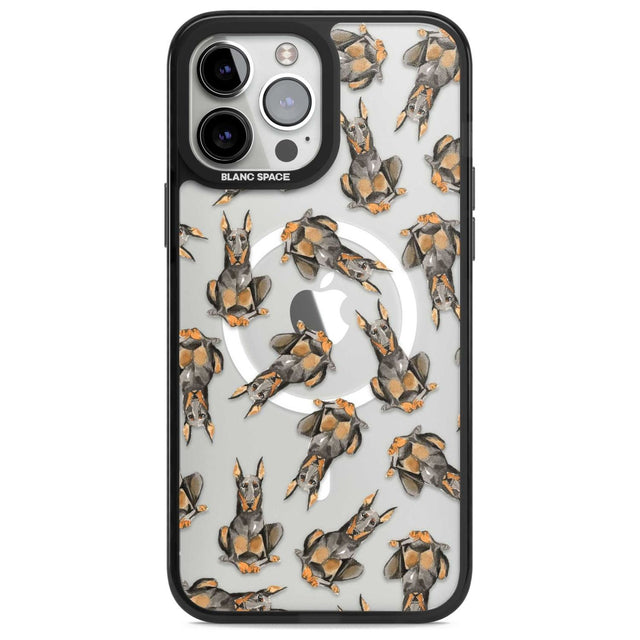 Doberman Watercolour Dog Pattern Phone Case iPhone 13 Pro Max / Magsafe Black Impact Case Blanc Space
