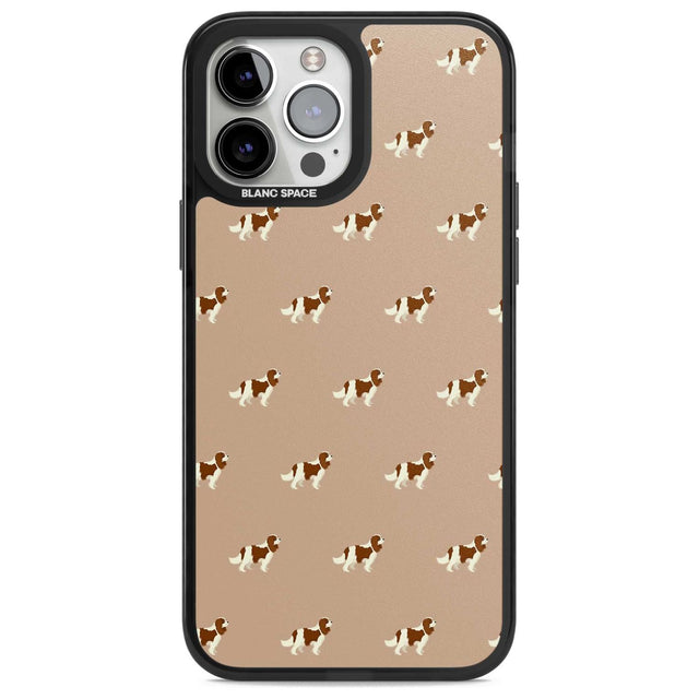 Cavalier King Charles Spaniel Pattern Phone Case iPhone 13 Pro Max / Magsafe Black Impact Case Blanc Space