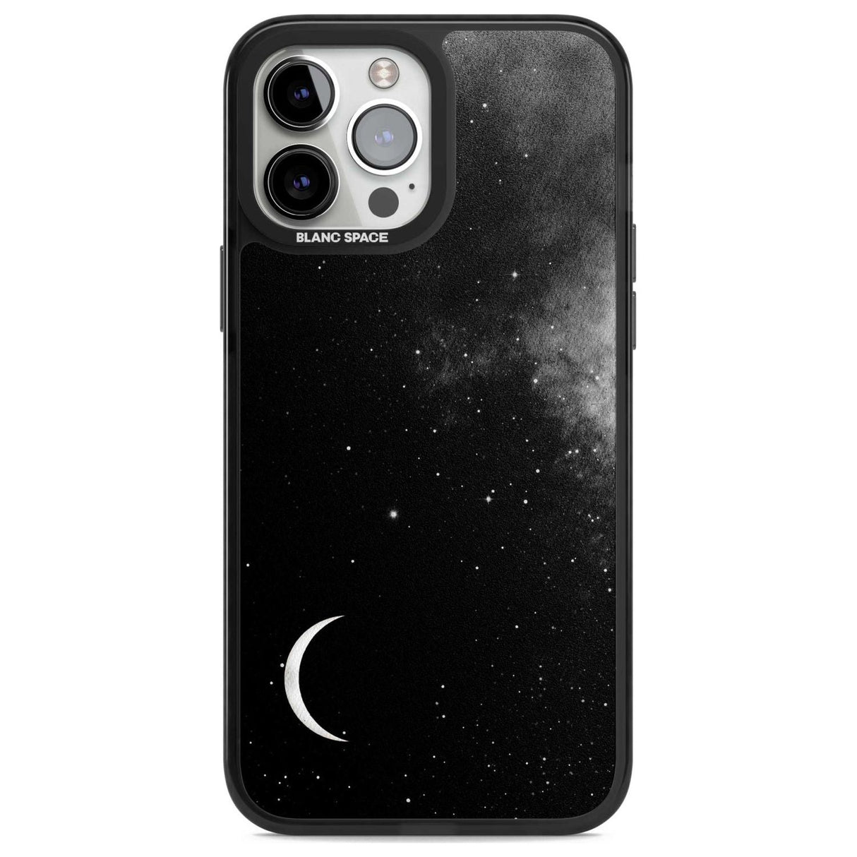 Night Sky Galaxies: Crescent Moon Phone Case iPhone 13 Pro Max / Magsafe Black Impact Case Blanc Space