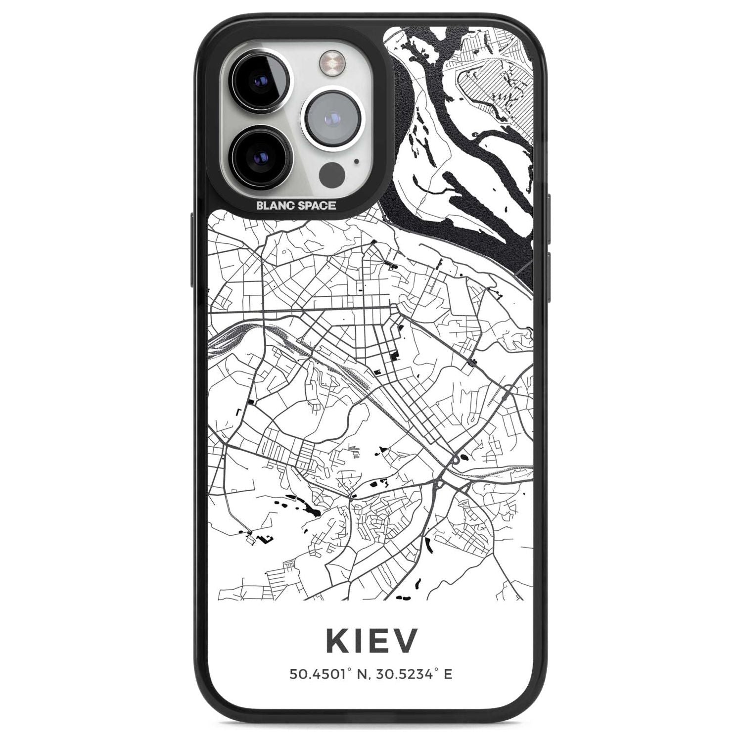Map of Kiev, Ukraine Phone Case iPhone 13 Pro Max / Magsafe Black Impact Case Blanc Space