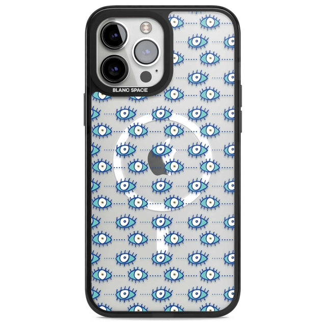 Crazy Eyes (Clear) Psychedelic Eyes Pattern Phone Case iPhone 13 Pro Max / Magsafe Black Impact Case Blanc Space