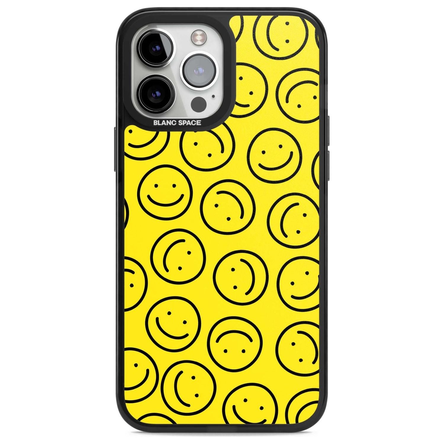 Happy Face Pattern Phone Case iPhone 13 Pro Max / Magsafe Black Impact Case Blanc Space