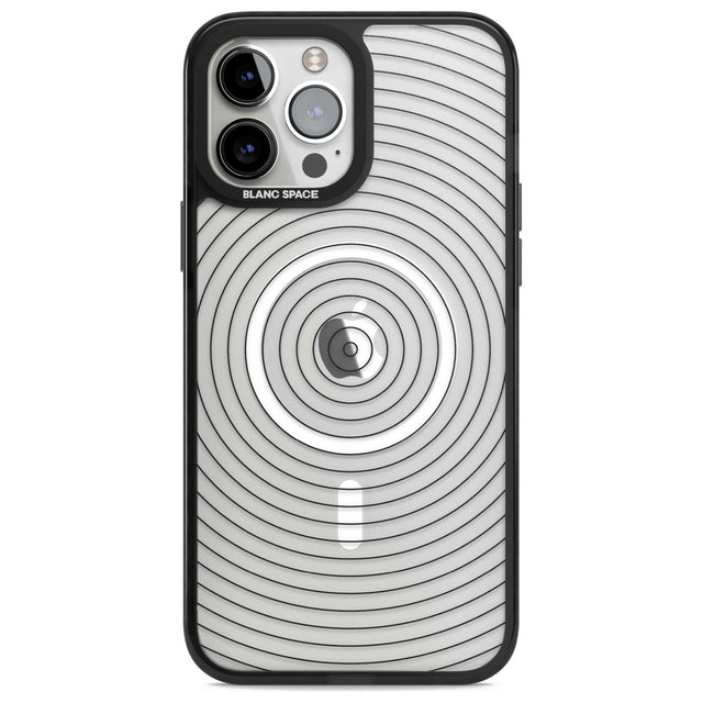 Abstract Lines: Circles Phone Case iPhone 13 Pro Max / Magsafe Black Impact Case Blanc Space