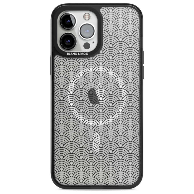 Abstract Lines: Scalloped Pattern Phone Case iPhone 13 Pro Max / Magsafe Black Impact Case Blanc Space