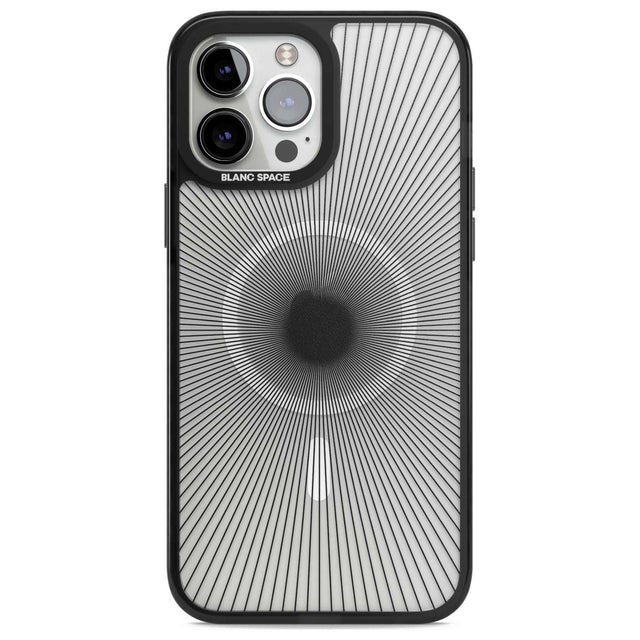 Abstract Lines: Sunburst Phone Case iPhone 13 Pro Max / Magsafe Black Impact Case Blanc Space