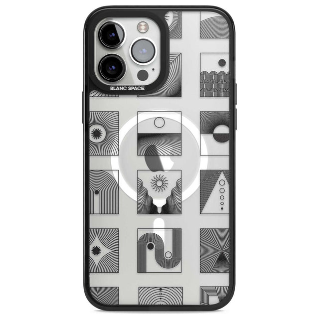 Abstract Lines: Mixed Pattern #2 Phone Case iPhone 13 Pro Max / Magsafe Black Impact Case Blanc Space