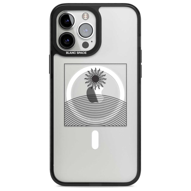 Framed Linework: Rising Sun Phone Case iPhone 13 Pro Max / Magsafe Black Impact Case Blanc Space