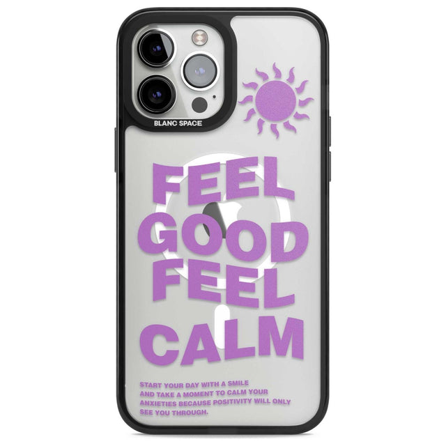 Feel Good Feel Calm (Purple) Phone Case iPhone 13 Pro Max / Magsafe Black Impact Case Blanc Space