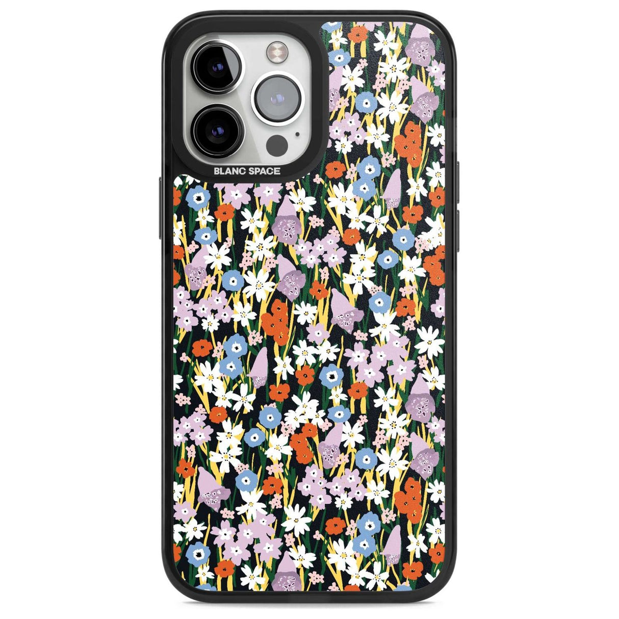 Energetic Floral Mix: Solid Phone Case iPhone 13 Pro Max / Magsafe Black Impact Case Blanc Space
