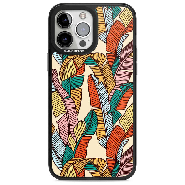 Pastel Palm Leaves Phone Case iPhone 13 Pro Max / Magsafe Black Impact Case Blanc Space