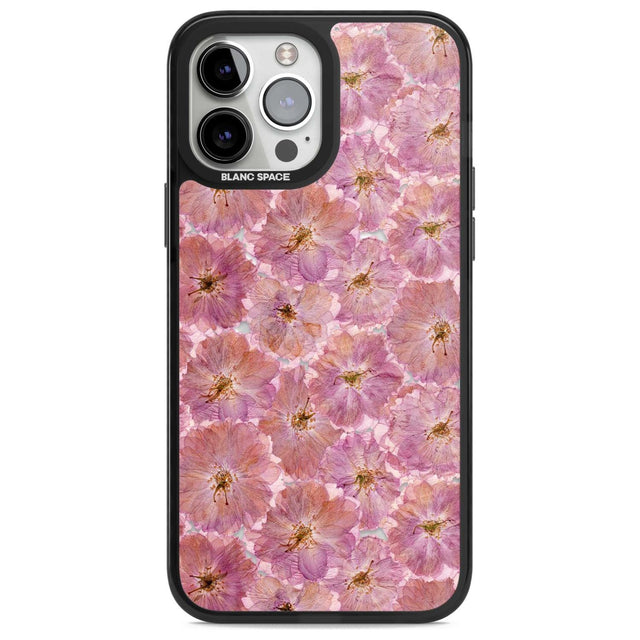Large Pink Flowers Transparent Design Phone Case iPhone 13 Pro Max / Magsafe Black Impact Case Blanc Space