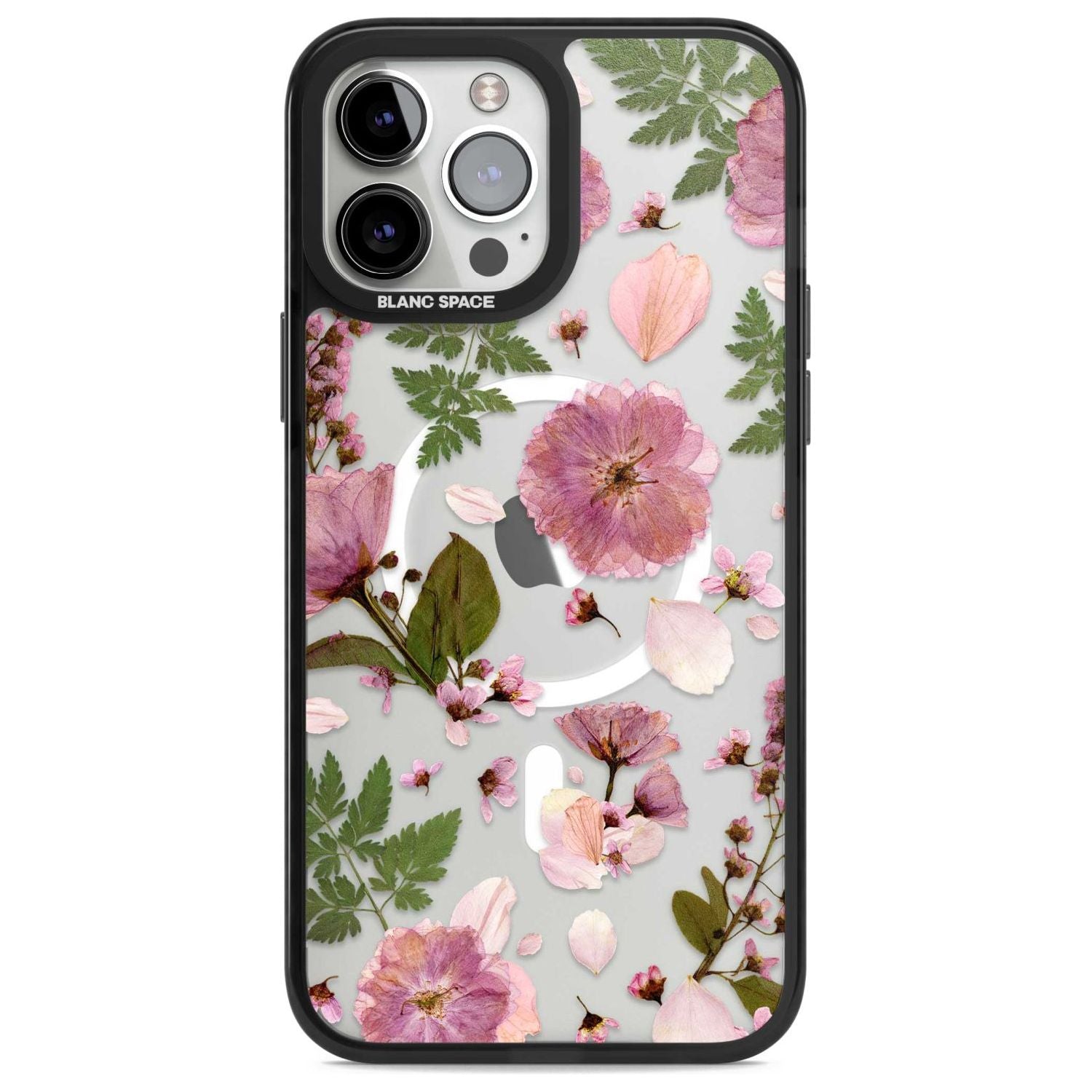 Natural Arrangement of Flowers & Leaves Design Phone Case iPhone 13 Pro Max / Magsafe Black Impact Case Blanc Space