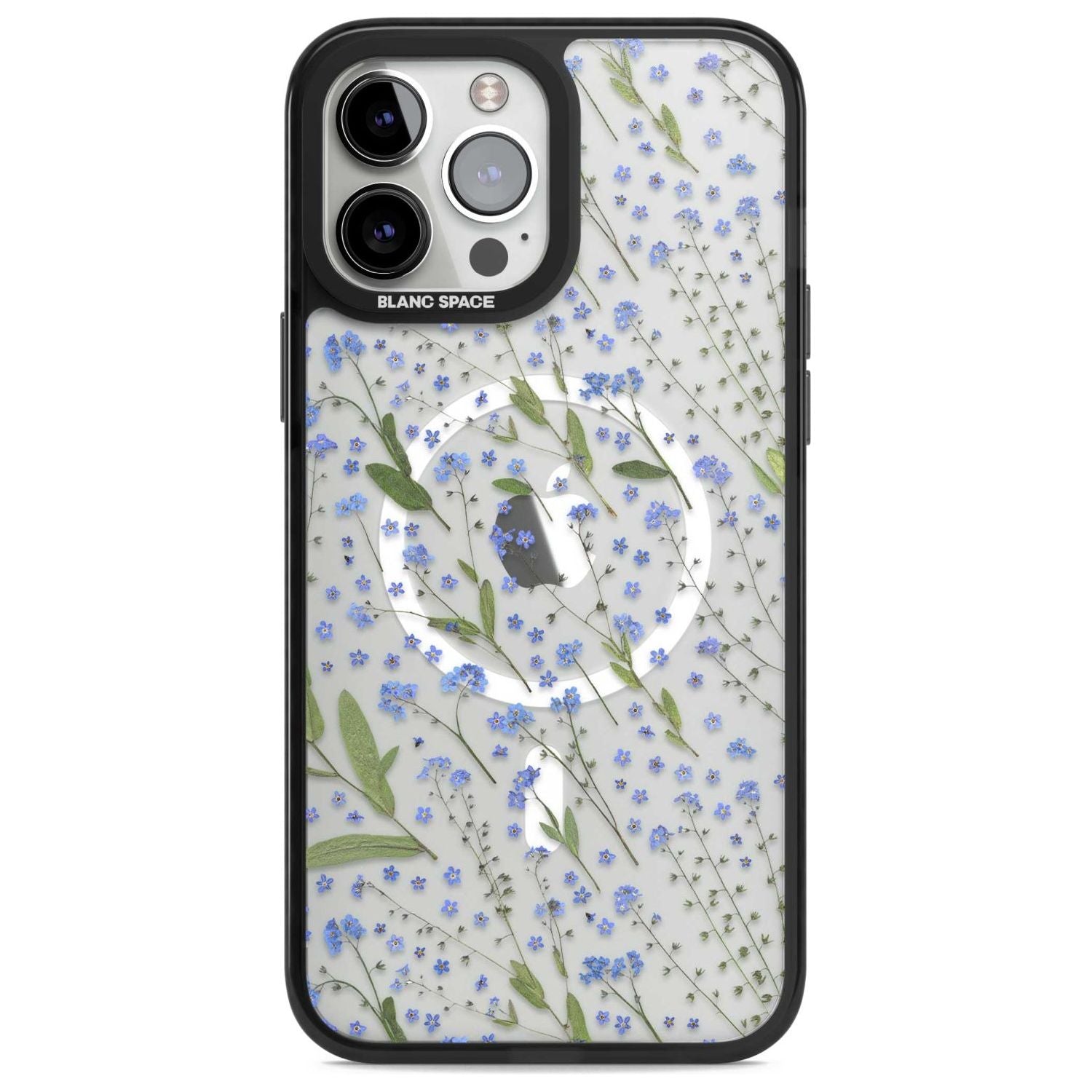 Blue Wild Flower Design Phone Case iPhone 13 Pro Max / Magsafe Black Impact Case Blanc Space