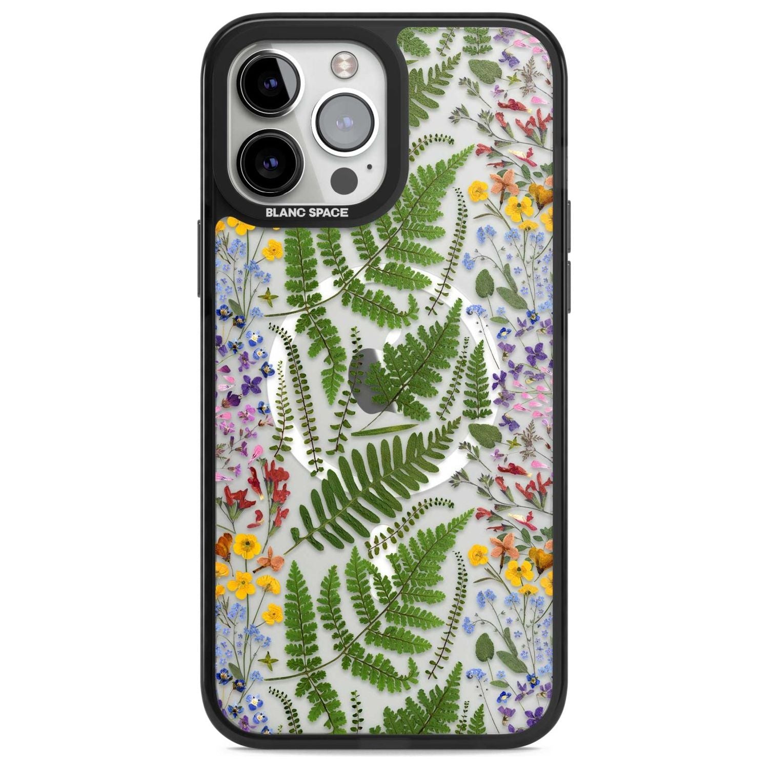 Busy Floral and Fern Design Phone Case iPhone 13 Pro Max / Magsafe Black Impact Case Blanc Space