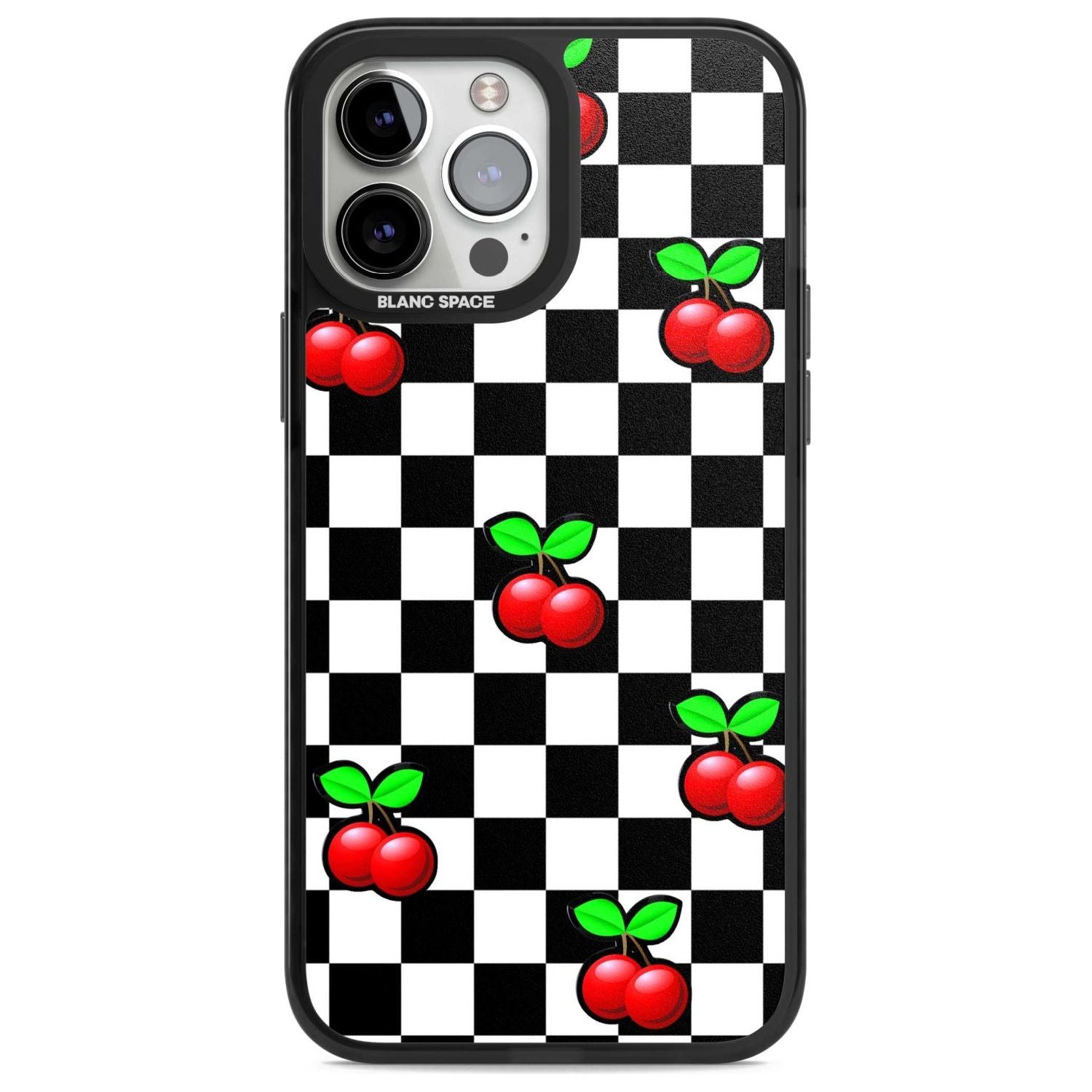 Checkered Cherry Phone Case iPhone 13 Pro Max / Magsafe Black Impact Case Blanc Space