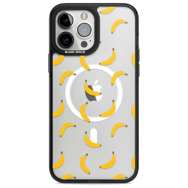 Banana Pattern Phone Case iPhone 13 Pro Max / Magsafe Black Impact Case Blanc Space