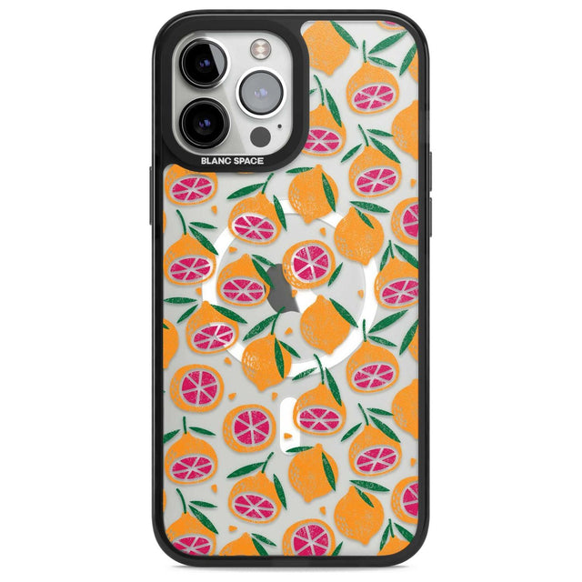 Blood Orange Fruit Pattern Transparent Phone Case iPhone 13 Pro Max / Magsafe Black Impact Case Blanc Space