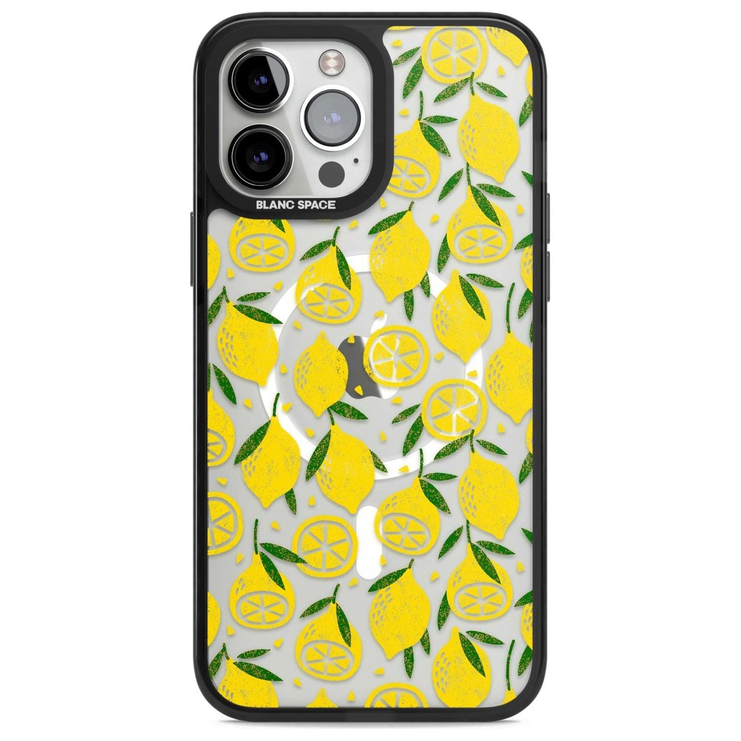 Bright Lemon Fruity Pattern Phone Case iPhone 13 Pro Max / Magsafe Black Impact Case Blanc Space