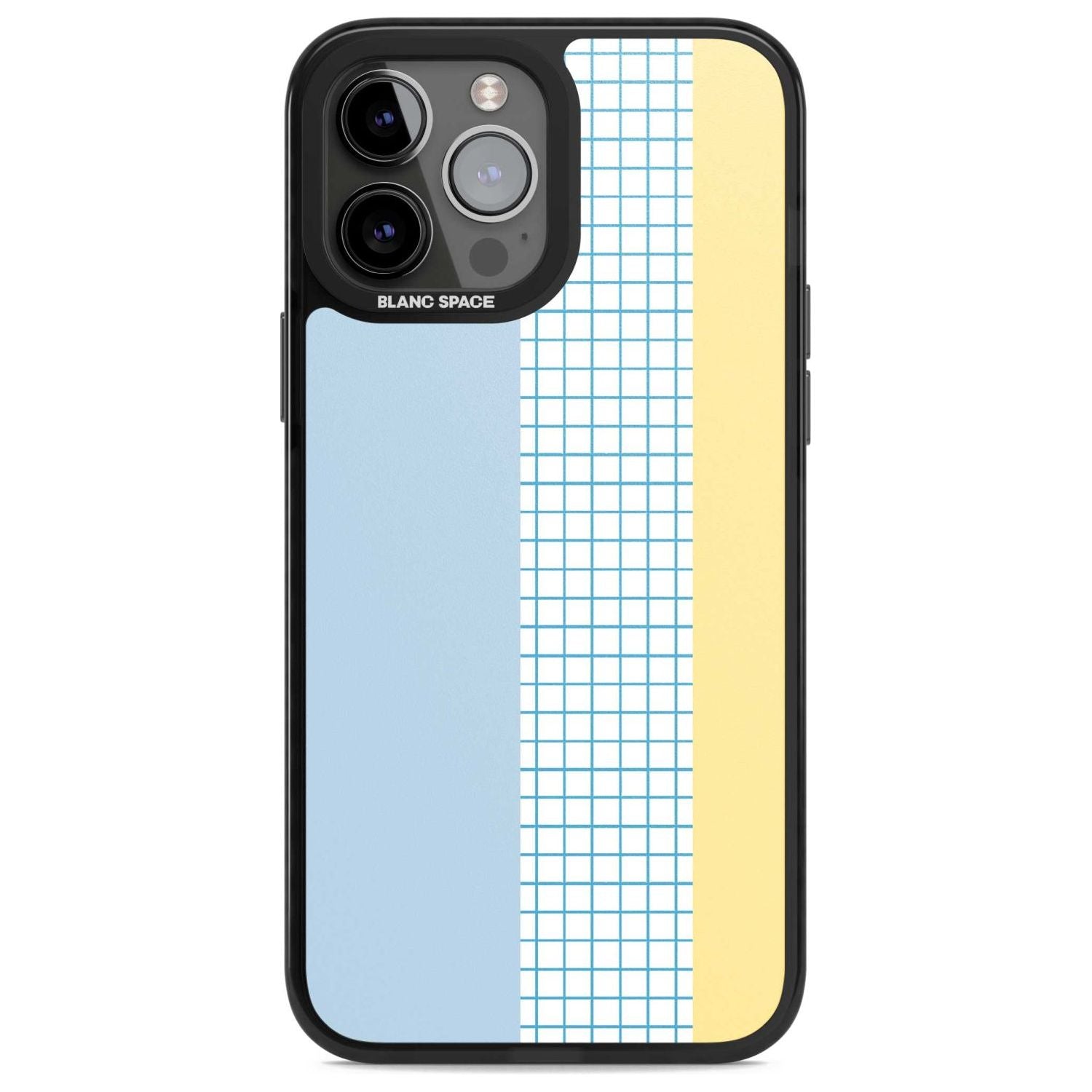 Abstract Grid Blue & Yellow Phone Case iPhone 13 Pro Max / Magsafe Black Impact Case Blanc Space