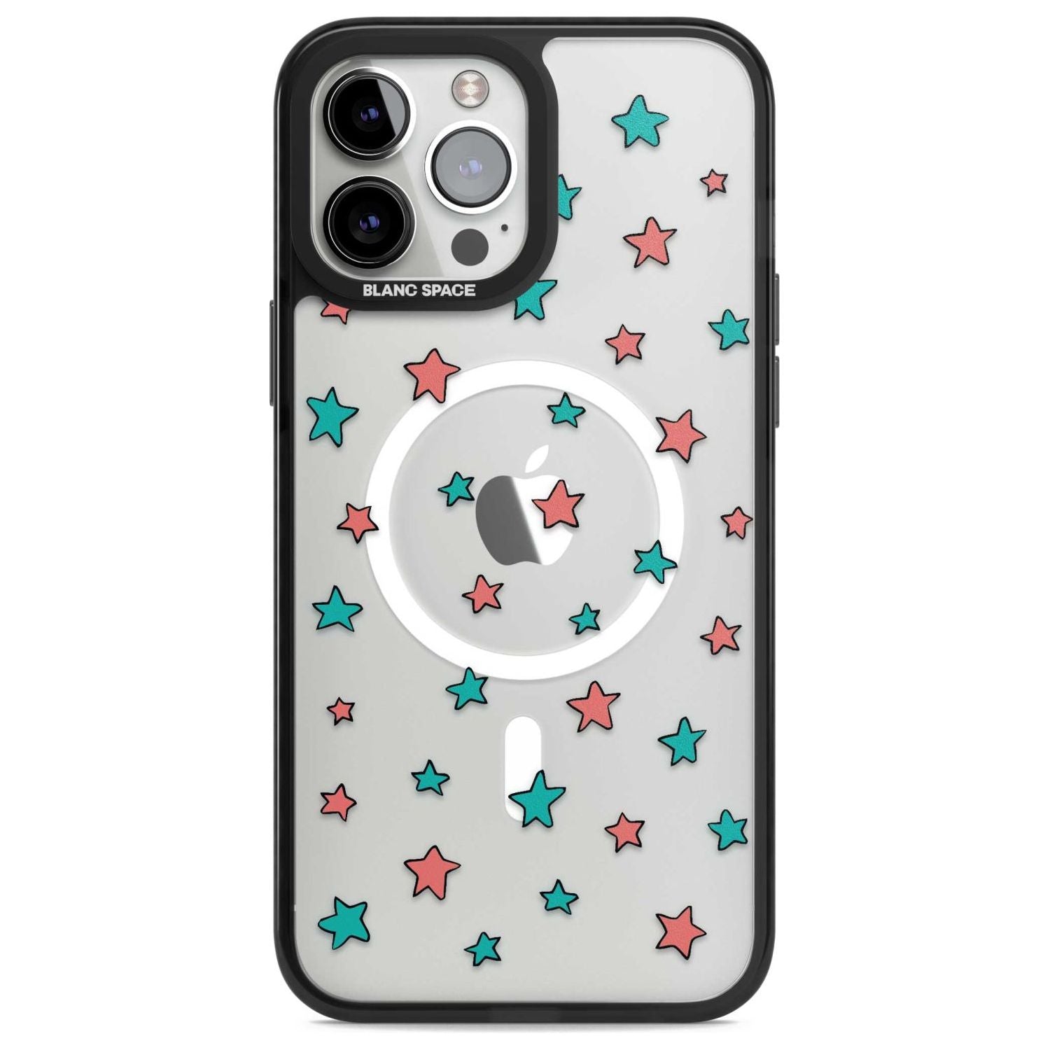 Heartstopper Stars Pattern Phone Case iPhone 13 Pro Max / Magsafe Black Impact Case Blanc Space