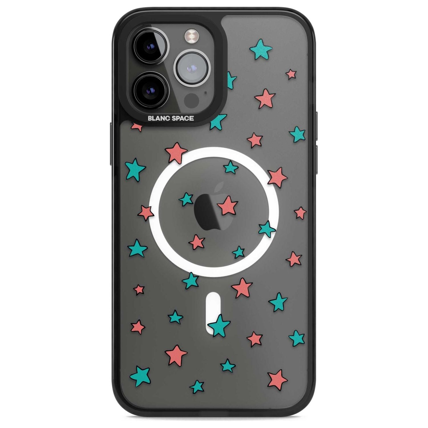 Blue Heartstopper Stars Pattern Phone Case iPhone 13 Pro Max / Magsafe Black Impact Case Blanc Space