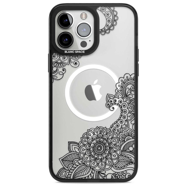 Black Henna Botanicals Phone Case iPhone 13 Pro Max / Magsafe Black Impact Case Blanc Space