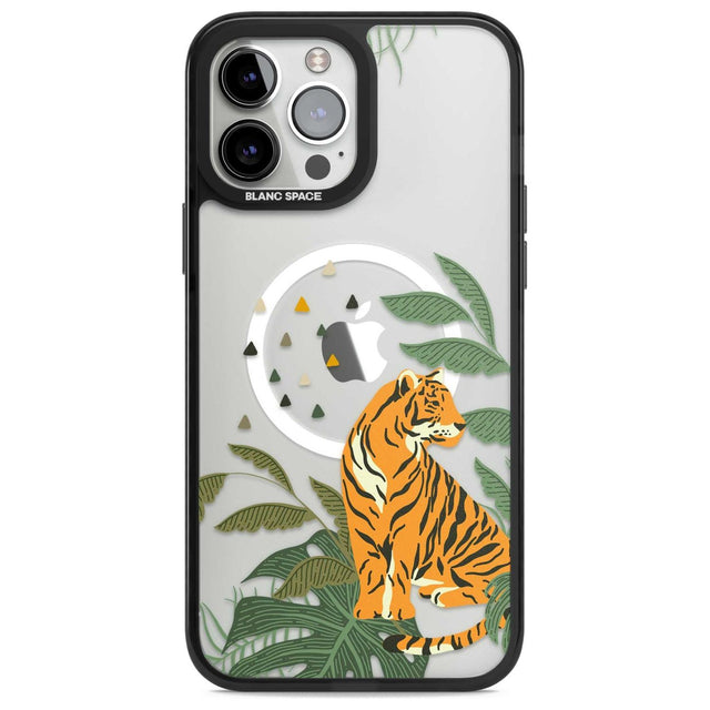 Large Tiger Clear Jungle Cat Pattern Phone Case iPhone 13 Pro Max / Magsafe Black Impact Case Blanc Space