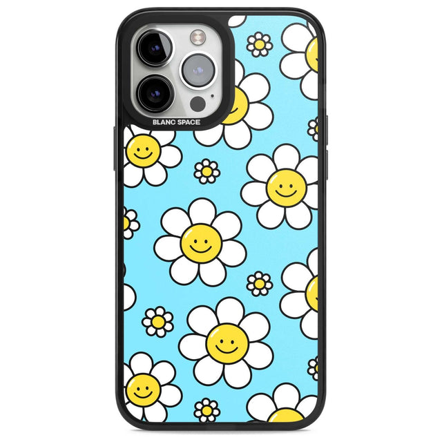Daisy Faces Kawaii Pattern Phone Case iPhone 13 Pro Max / Magsafe Black Impact Case Blanc Space