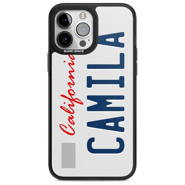 California License Plate Custom Phone Case iPhone 13 Pro Max / Magsafe Black Impact Case Blanc Space