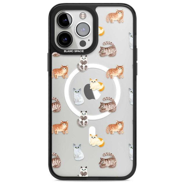Cute Cat Pattern - Clear Phone Case iPhone 13 Pro Max / Magsafe Black Impact Case Blanc Space