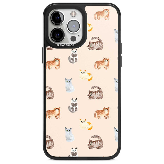 Cute Cat Pattern Phone Case iPhone 13 Pro Max / Magsafe Black Impact Case Blanc Space