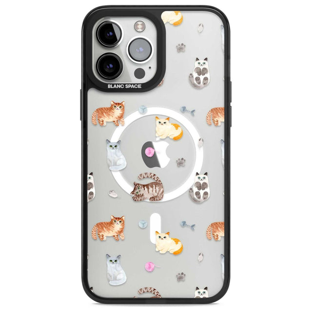 Cats with Toys - Clear Phone Case iPhone 13 Pro Max / Magsafe Black Impact Case Blanc Space