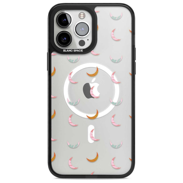 Colourful Crescent Moons Phone Case iPhone 13 Pro Max / Magsafe Black Impact Case Blanc Space