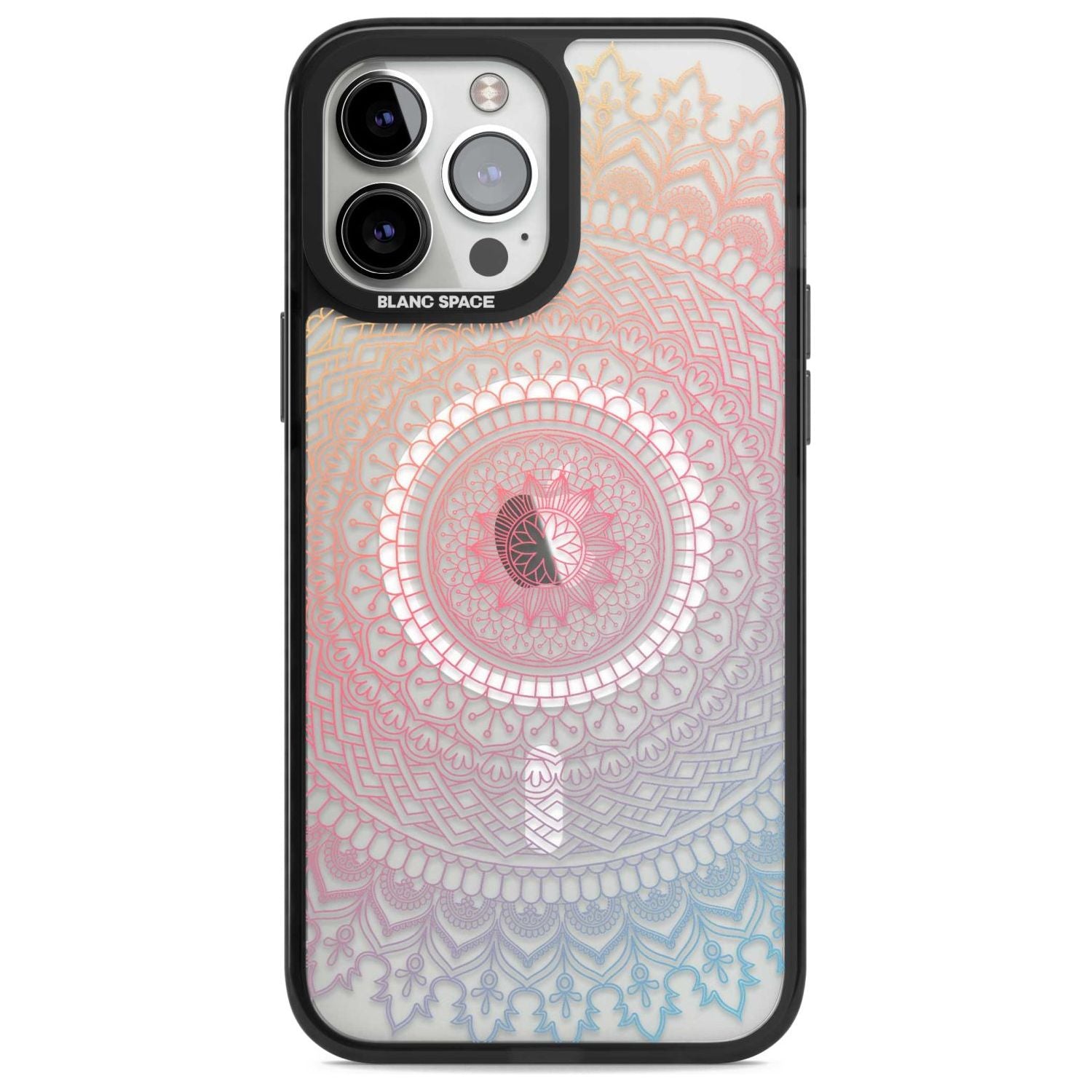 Large Rainbow Mandala Phone Case iPhone 13 Pro Max / Magsafe Black Impact Case Blanc Space