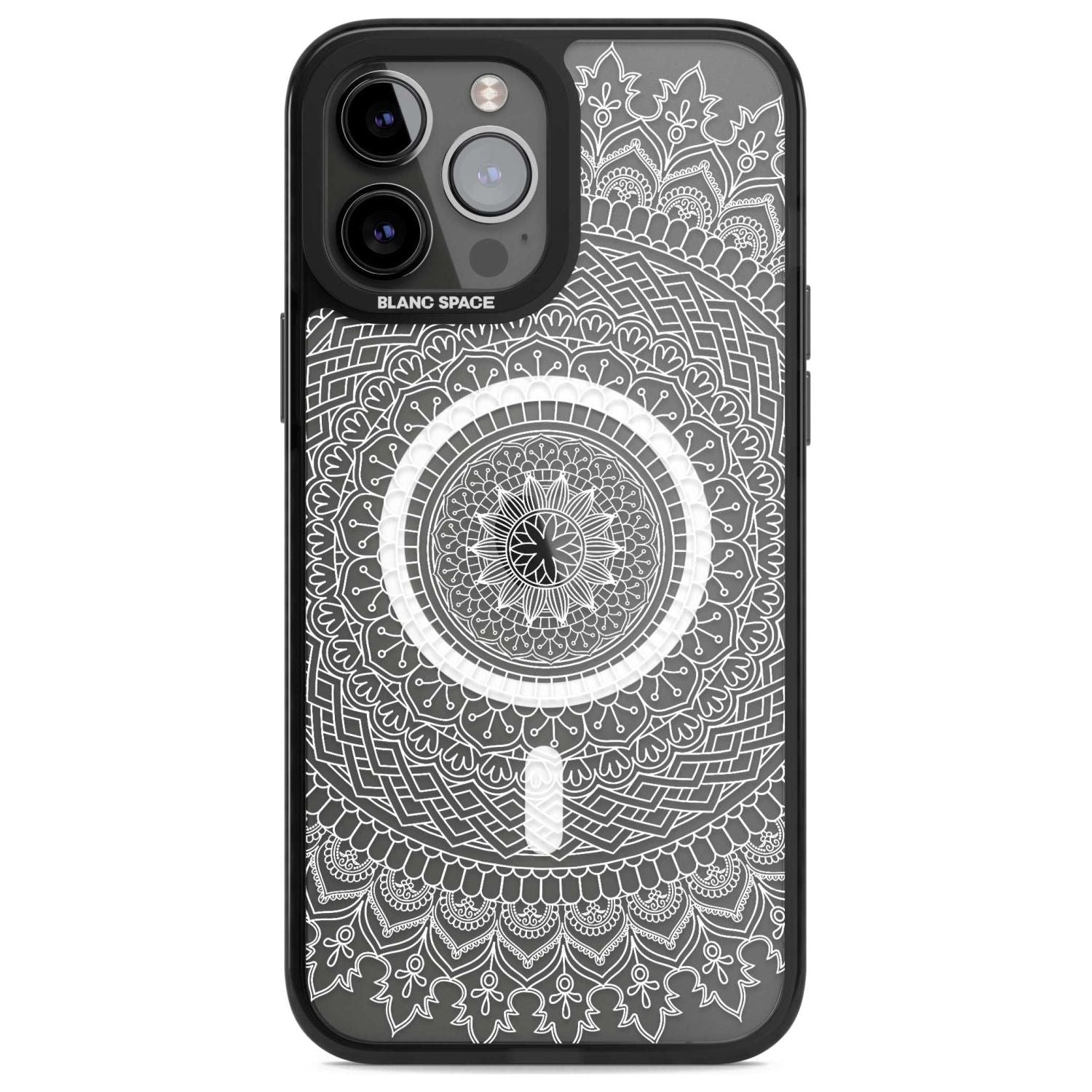 Large White Mandala Design Phone Case iPhone 13 Pro Max / Magsafe Black Impact Case Blanc Space