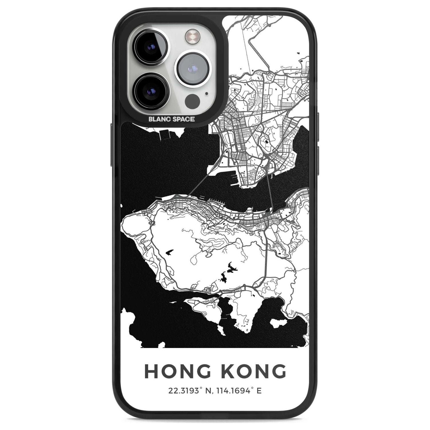 Map of Hong Kong Phone Case iPhone 13 Pro Max / Magsafe Black Impact Case Blanc Space