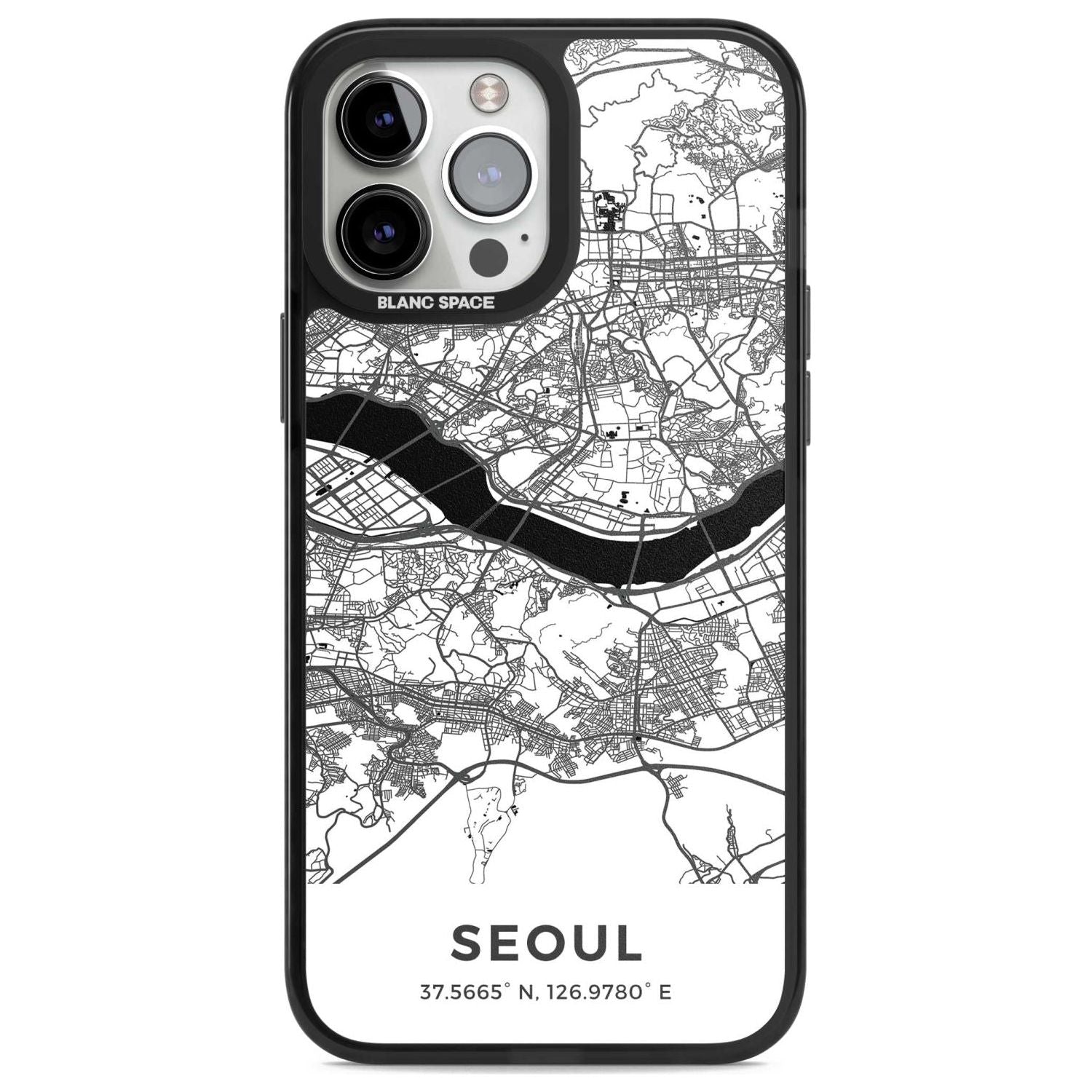 Map of Seoul, South Korea Phone Case iPhone 13 Pro Max / Magsafe Black Impact Case Blanc Space