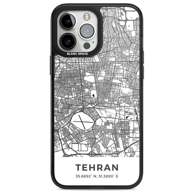 Map of Tehran, Iran Phone Case iPhone 13 Pro Max / Magsafe Black Impact Case Blanc Space