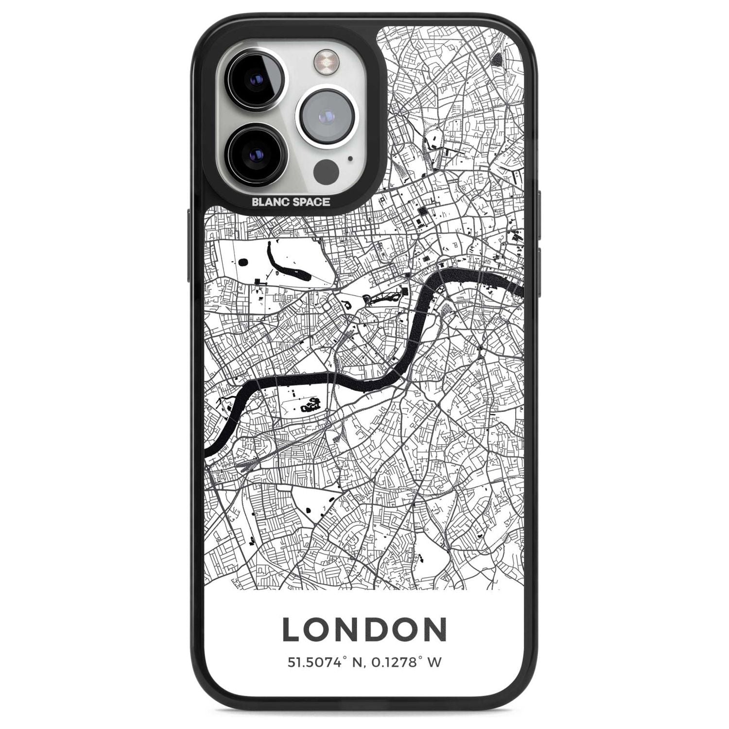 Map of London, England Phone Case iPhone 13 Pro Max / Magsafe Black Impact Case Blanc Space