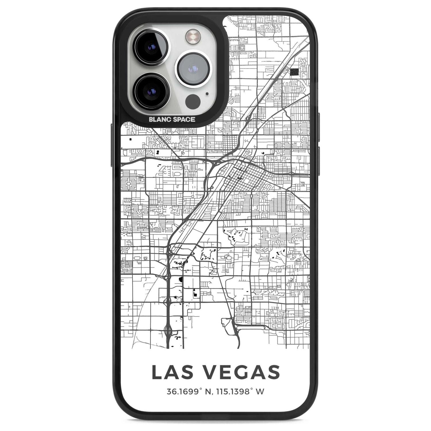 Map of Las Vegas, Nevada Phone Case iPhone 13 Pro Max / Magsafe Black Impact Case Blanc Space