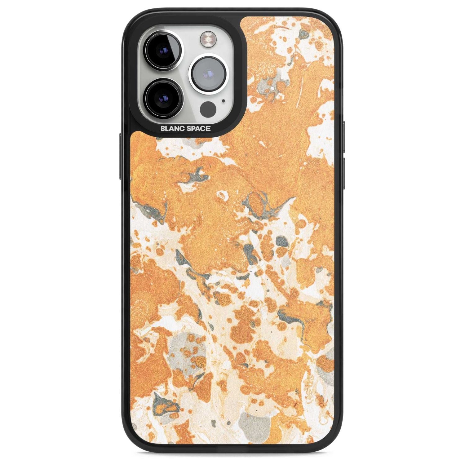 Orange Marbled Paper Pattern Phone Case iPhone 13 Pro Max / Magsafe Black Impact Case Blanc Space