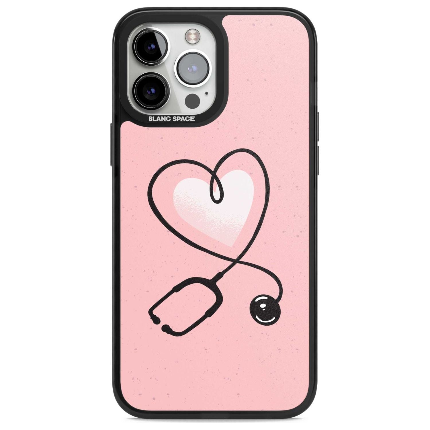 Medical Inspired Design Stethoscope Heart Phone Case iPhone 13 Pro Max / Magsafe Black Impact Case Blanc Space