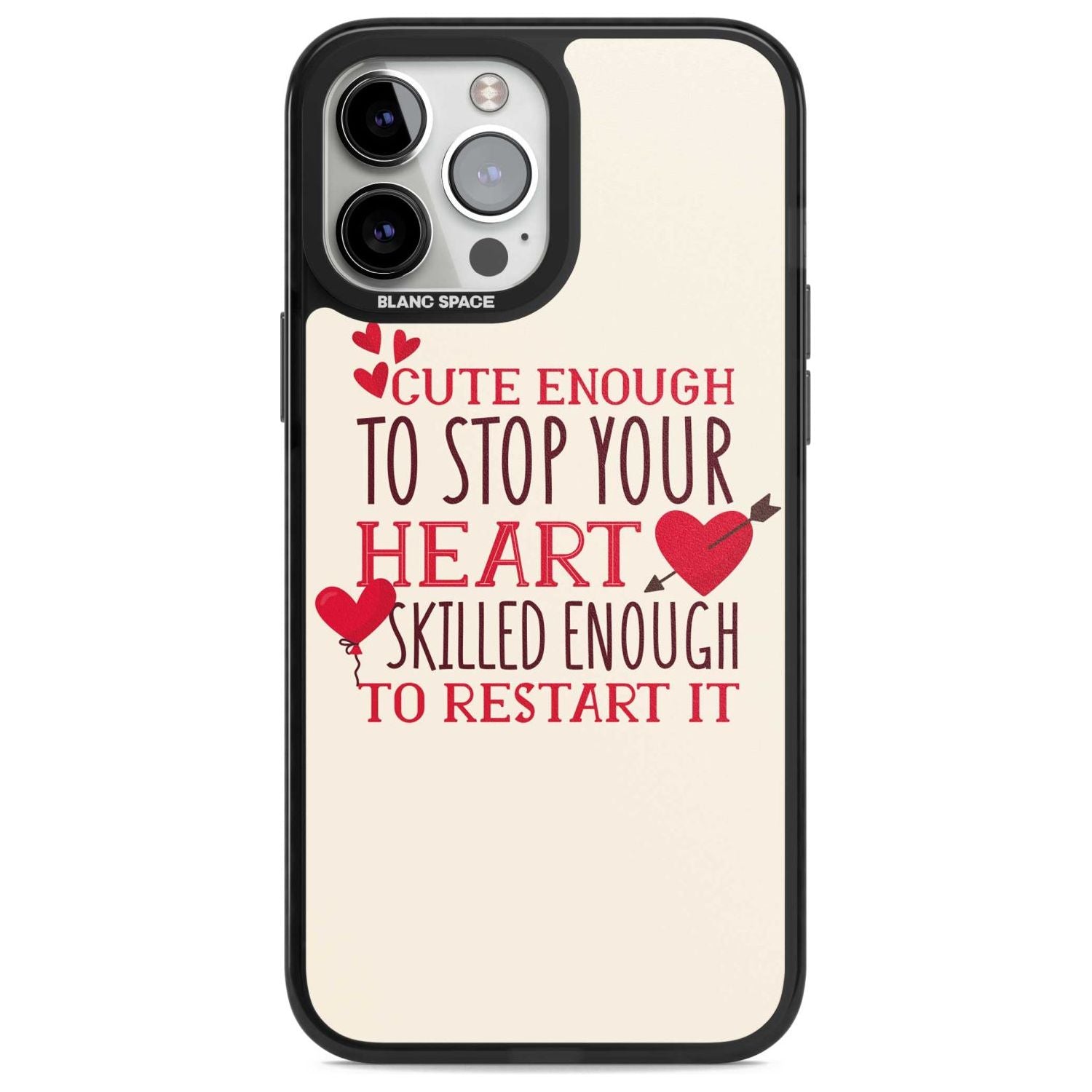 Medical Design Cute Enough to Stop Your Heart Phone Case iPhone 13 Pro Max / Magsafe Black Impact Case Blanc Space